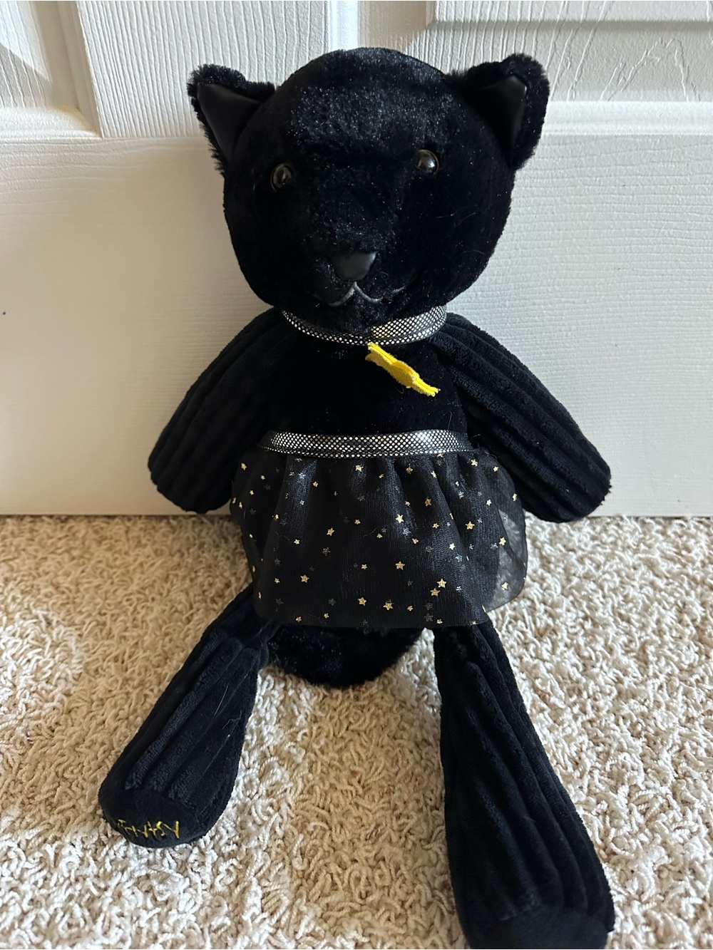 Scentsy Black Plush Cat with Gold Star Tulle Skirt